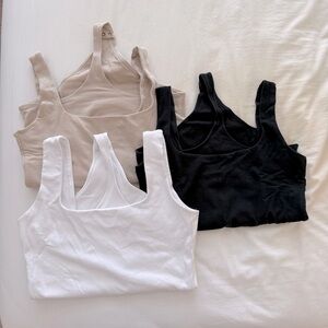 Three (3) Abercrombie Thong Tank Bodysuits (White/Black/Nude) Size Medium